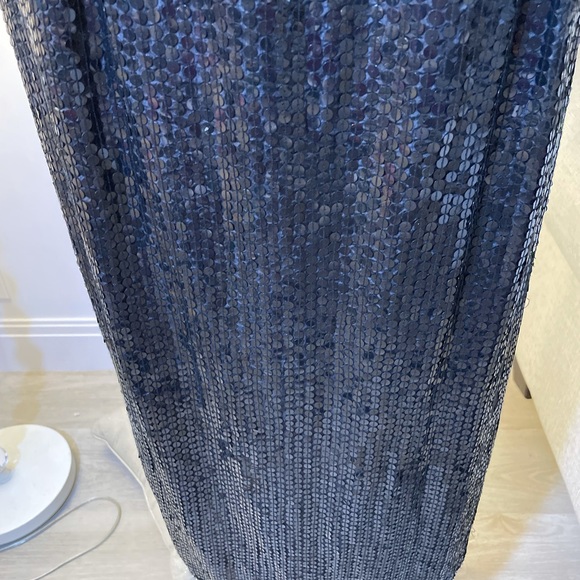 Black Pure Silk & Sequined Maxi Straight Lined Skirt. Sz M. Like New - Picture 5 of 10